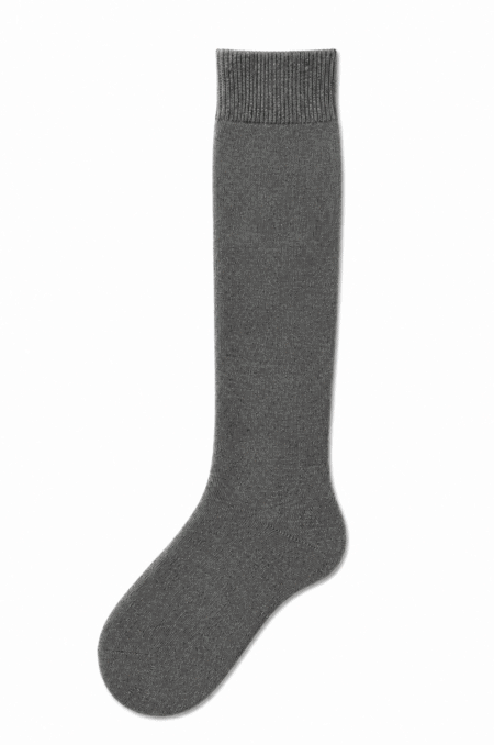 Meias Altas Lisas em Algodão Penteado de Qualidade Superior | Sem Costura na Biqueira | Ref.2465 - M1003 (Cinza Médio), 35-38