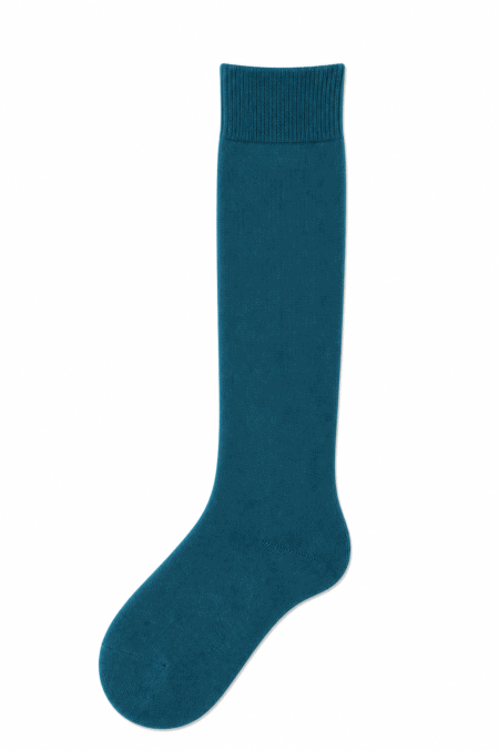 Meias Altas Lisas em Algodão Penteado de Qualidade Superior | Sem Costura na Biqueira | Ref.2465 - Petróleo, 35-38