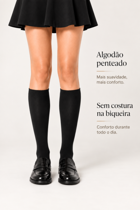 Meias Altas em Algodão Penteado Superior | Sem Costura na Biqueira | Ref. 2465.M