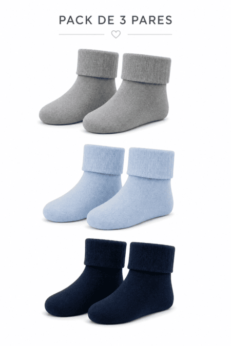 Pack de 3 Pares de Meias em Algodão Penteado Superior Efeito Curtas ou Altas  | Sem Costura na Biqueira | Ref. 10122