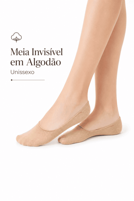 Meias invisíveis em algodão penteado superior unissexo adulto   | Sem Costura na Biqueira Ref.12845