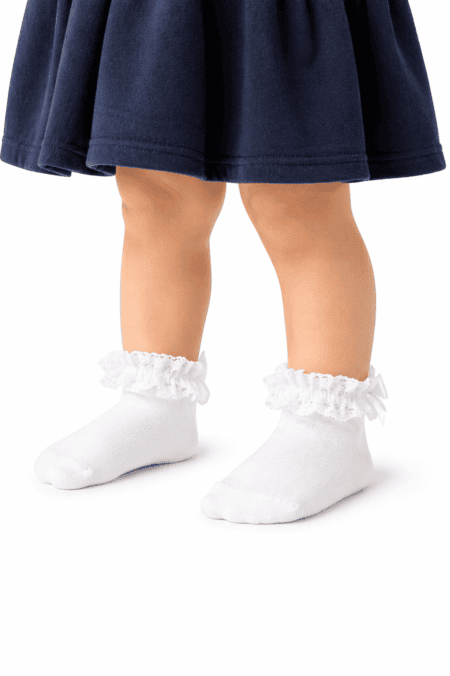 Soquete de Bebé em Microfibra Skinlife® com Renda e Laço | Ref. 8873R