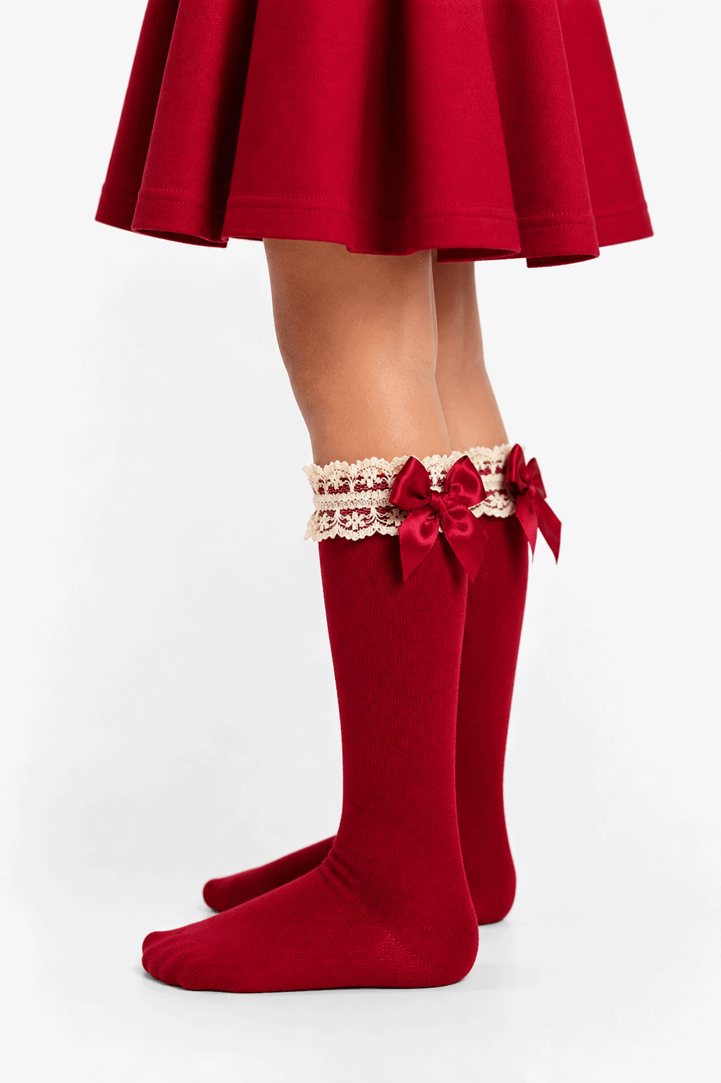 Meias Altas em Algodão Penteado Superior com Renda e Laço no Punho | Sem Costura na Biqueira | Ref.RE2465 - Image 6