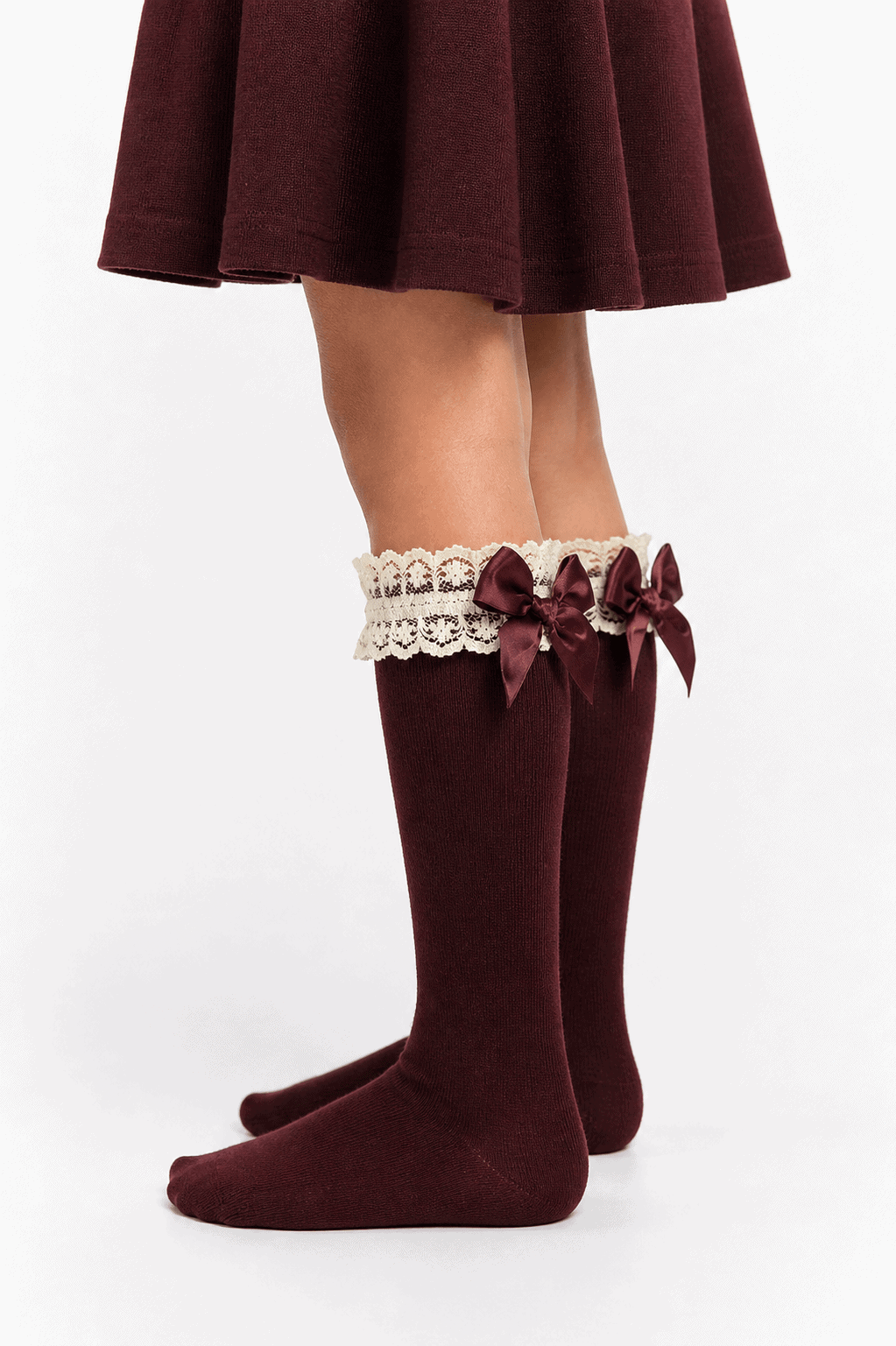 Meias Altas em Algodão Penteado Superior com Renda e Laço no Punho | Sem Costura na Biqueira | Ref.RE2465 - Image 8