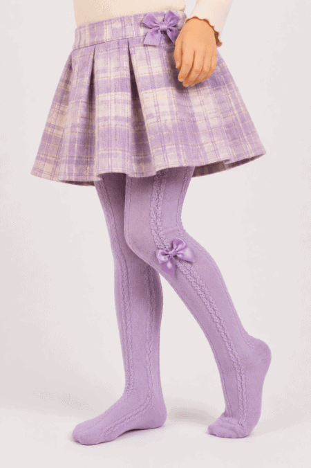 Collants em Algodão com Trabalhado e Laço de Cetim | Ref.17244