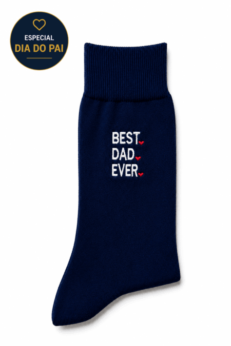 Meias Best Dad Ever❤️ em algodão penteado superior - Oferta de envelope "Feliz dia do Pai" | Sem Costura na Biqueira