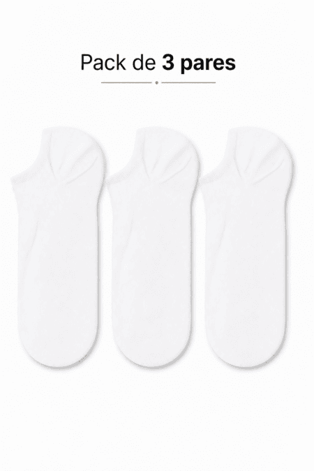 Pack de 3 Soquetes Invisíveis em Algodão Penteado Superior Unissexo | Sem Costura na Biqueira Ref.19473