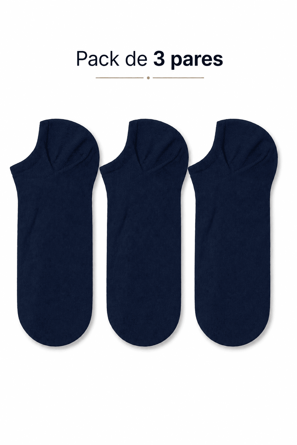 Pack de 3 pares de Soquetes Invisíveis em Algodão Penteado Superior Unissexo | Sem Costura na Biqueira | Ref.19473 - Image 2