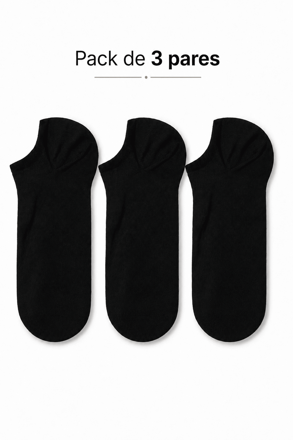 Pack de 3 pares de Soquetes Invisíveis em Algodão Penteado Superior Unissexo | Sem Costura na Biqueira | Ref.19473 - Image 4