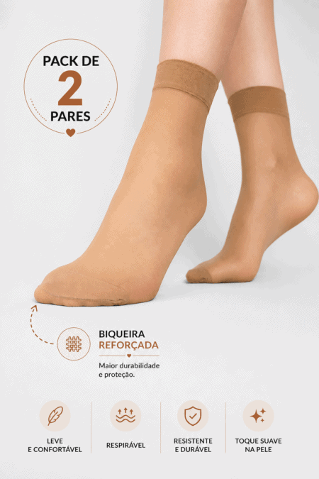 Pack de 2 Pares de Soquetes de Lycra com Brilho 15 DEN