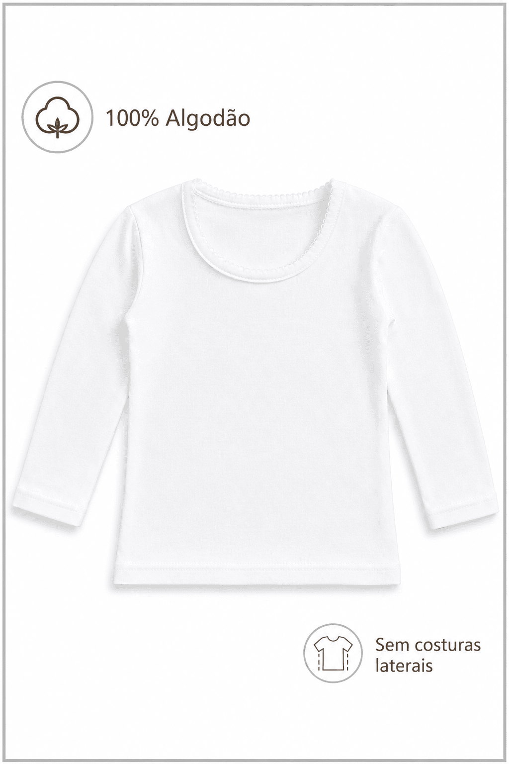 Camisola Interior de Menina 1OO% Algodão Sem Carda | Sem Costuras Laterais
