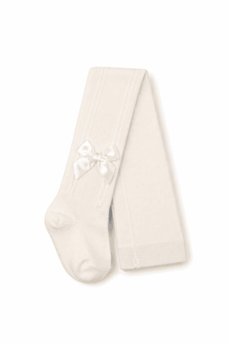 Collants Trabalhados em Algodão Penteado com Laço de Cetim | Ref. 12726