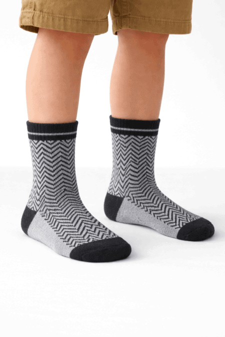 Meias em Algodão Penteado com Padrão Zig-Zag | Sem Costura na Biqueira Ref. 13996