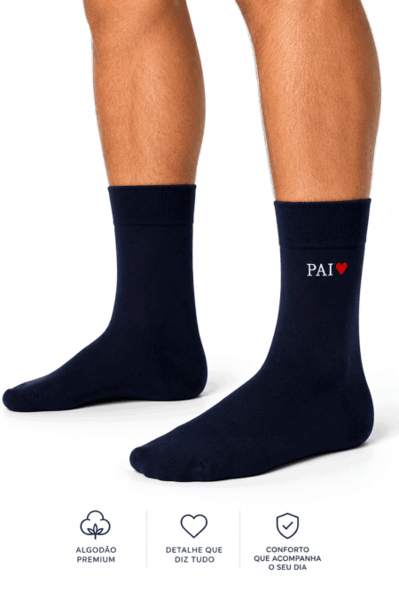Meias de Edição Especial: "PAI ❤️" - Oferta de envelope "Feliz dia do Pai" | Sem Costura na Biqueira