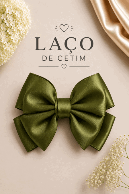 Laço de Cetim Verde Musgo | Médio