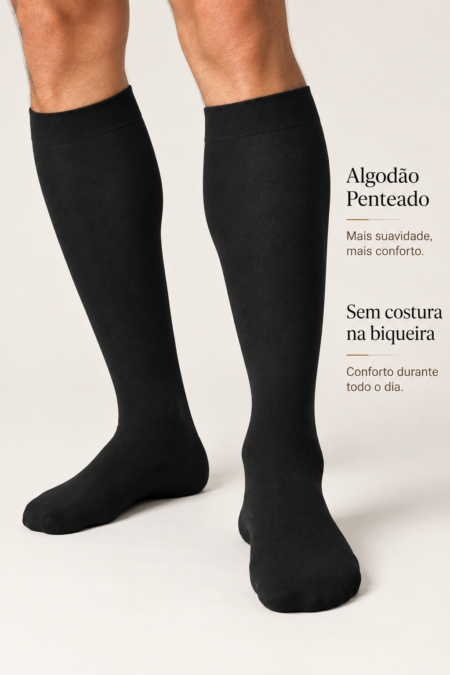 Meias Altas em Algodão Penteado Superior | Sem Costura na Biqueira | Ref. 2465.H