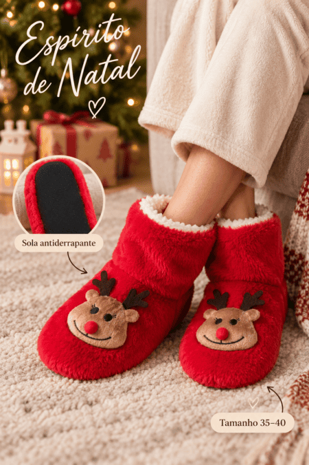 Pantufas de Natal com Sola Antiderrapante