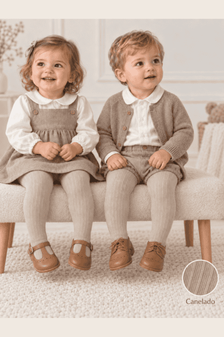 Collants Infantis Canelados em Algodão Penteado | Ref. 14967
