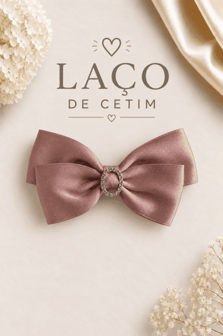 Laço de Cetim Rosa Seco | Fivela Brilhante | Grande