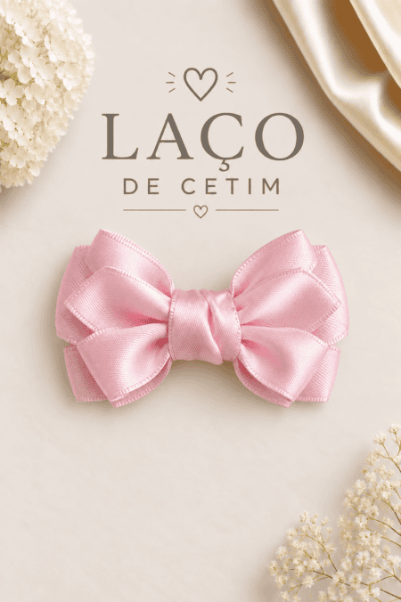 Laço de Cetim | Rosa Bebé | Pequeno